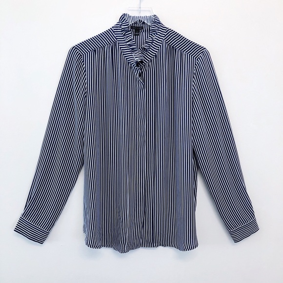 Ann Taylor Tops - Ann Taylor | NWOT Pin Stripe Ruffle Collar Blouse